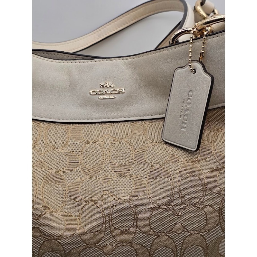 Coach F57612 Chalk White Khaki Lexy Hobo Bag Signature Jacquard Fabric & Leather - Picture 5 of 15